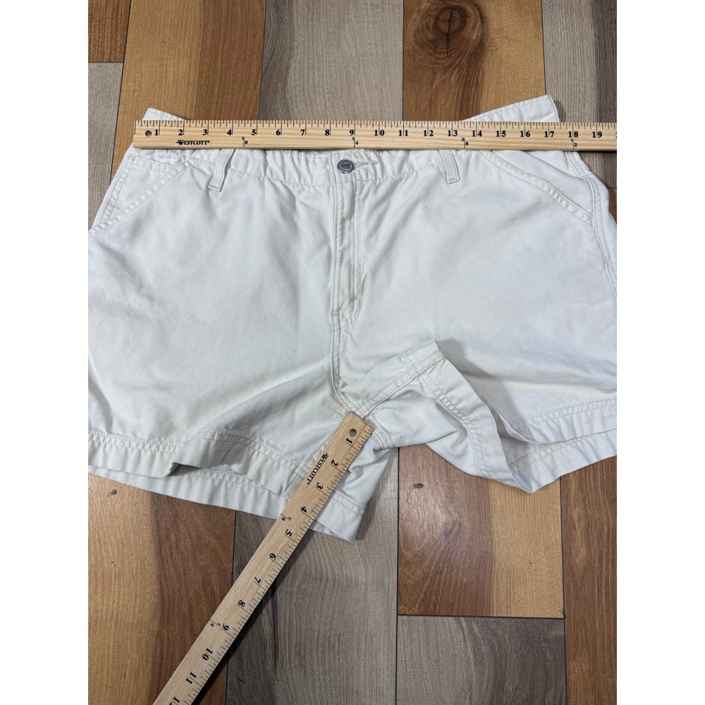 Levi's Carpenter Shorts Women 14 Cream Good Vintage Plus Size 100% Cotton - Picture 7 of 8